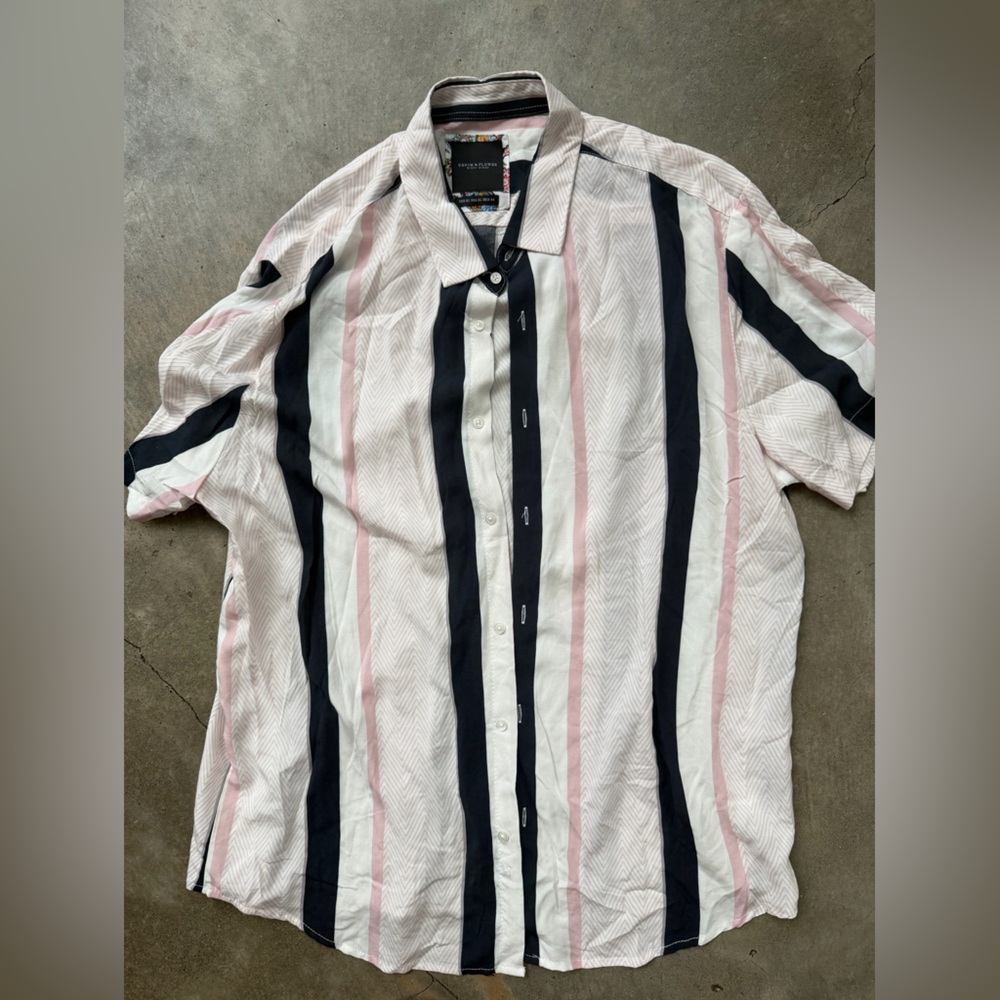 Denim & Flower Pink and Black Striped Shirt
